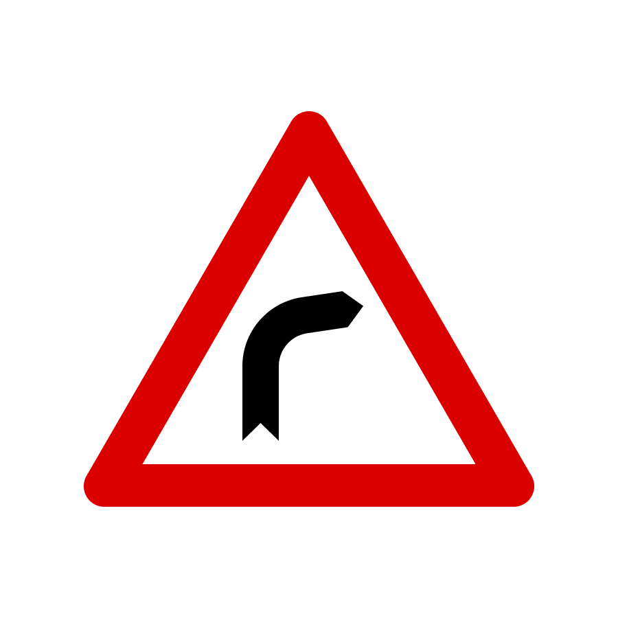 Знак 1.1 Небезпечний поворот праворуч