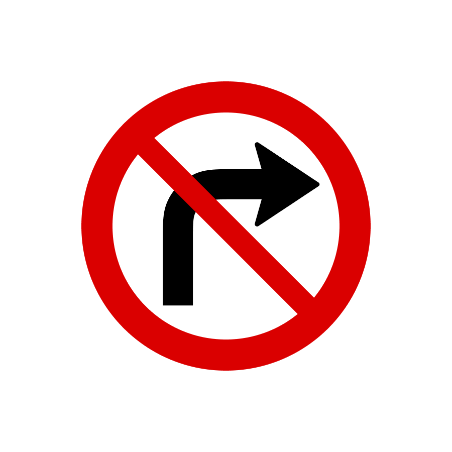 Знак 3.22 Поворот праворуч заборонено