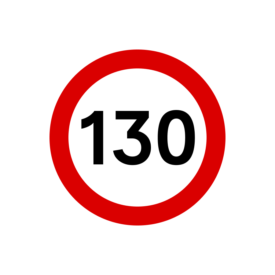 Дорожній знак «Обмеження максимальної швидкості» (130 км/год)