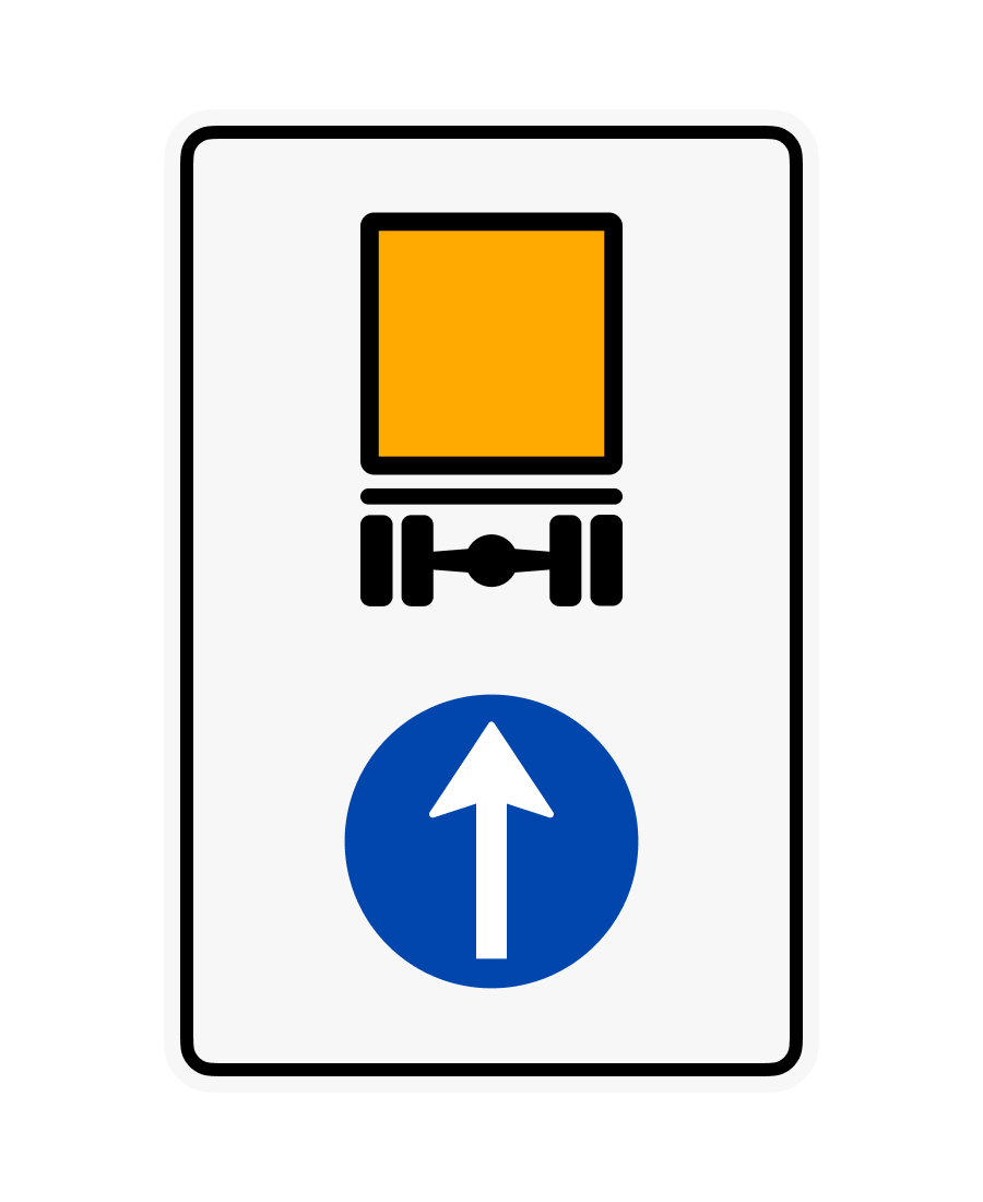 Знак 4.20.1 Напрямок руху транспортних засобів з небезпечними вантажами