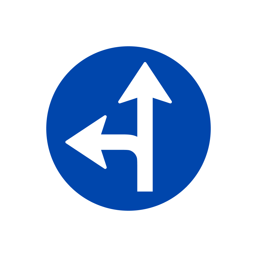 Знак 4.5 Рух прямо або ліворуч