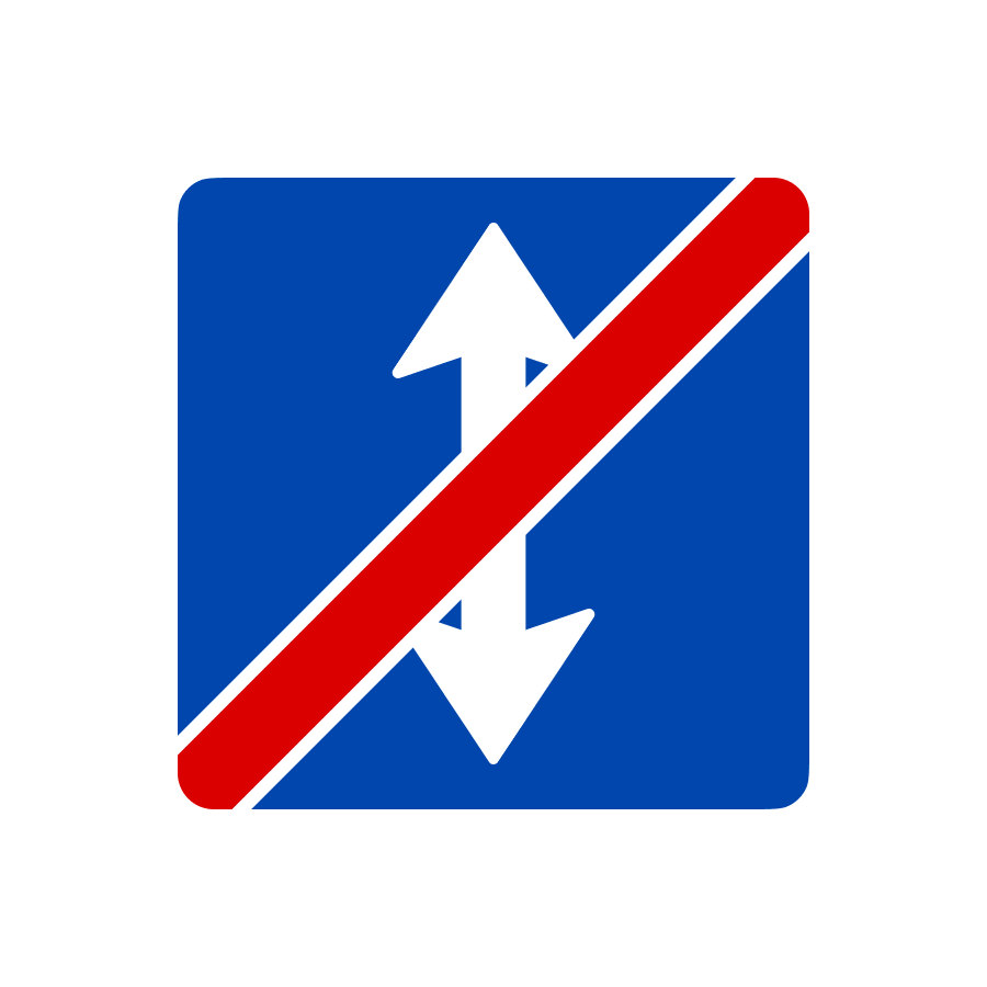 Знак 5.14 Кінець дороги з реверсивним рухом